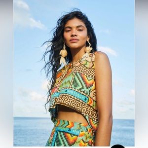 NWT Farm Rio Banana Scarves Crop Top size small